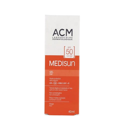 ACM Medisun SPF 50 Gel Sunscreen, Lightweight Water-Resistant Face Formula, 40 ml