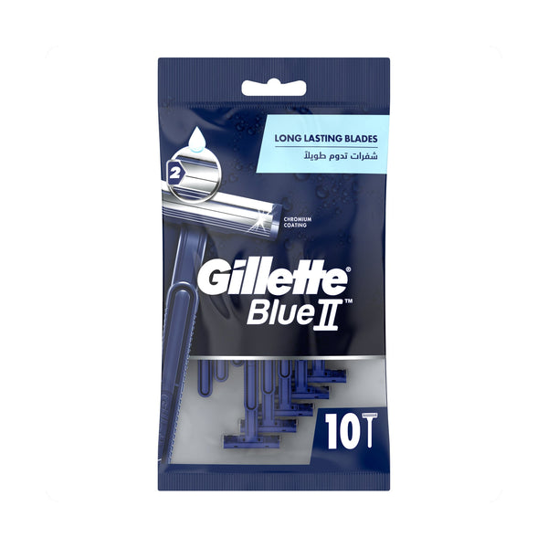 Gillette Blue II Disposable Razors Lubrastrip Soft Ultragrip Handle Pack of 10