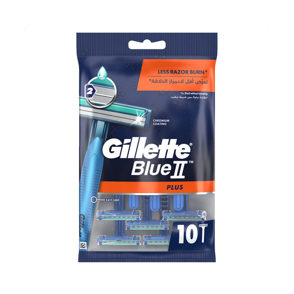 Gillette Blue II Plus Ultra Grip Double-Edge Razors, Stainless Steel, 10 Count