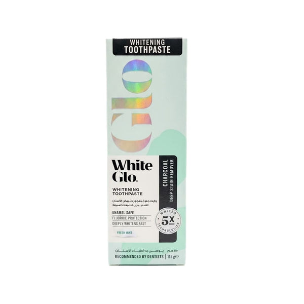 White Glo Activated Charcoal Whitening Toothpaste for Deep Stain Removal 115g