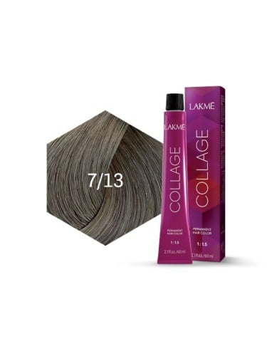 Lakme Collage Permanent Hair Color 7/13 Medium Blonde Golden Ash Soy Protein 60ml