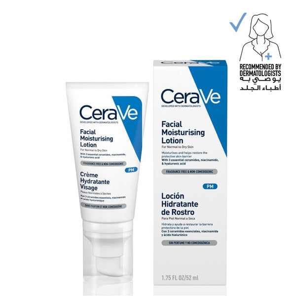 CeraVe PM Facial Moisturizing Lotion, Lightweight Night Moisturizer, Hyaluronic Acid, Niacinamide & Ceramides, 52 ml