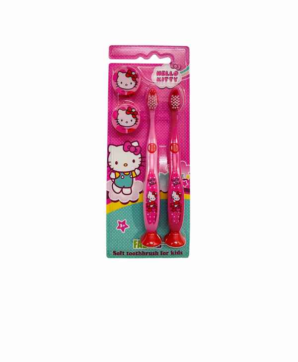 Fablab Hello Kitty Soft Toothbrush Twins, Rubber-Grip Children's Toothbrush