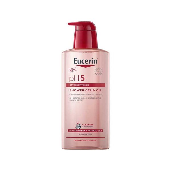 Eucerin pH5 Shower Oil & Gel, Soap-Free Fragrance-Free Cleanser with Dexpanthenol, 400 ml