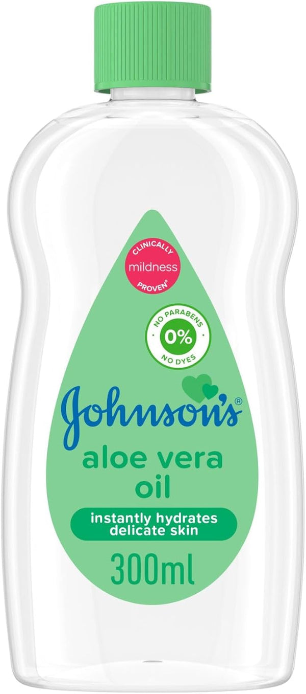 Johnson's Aloe Vera Baby Oil, Moisturizing Skin Oil, 300ml