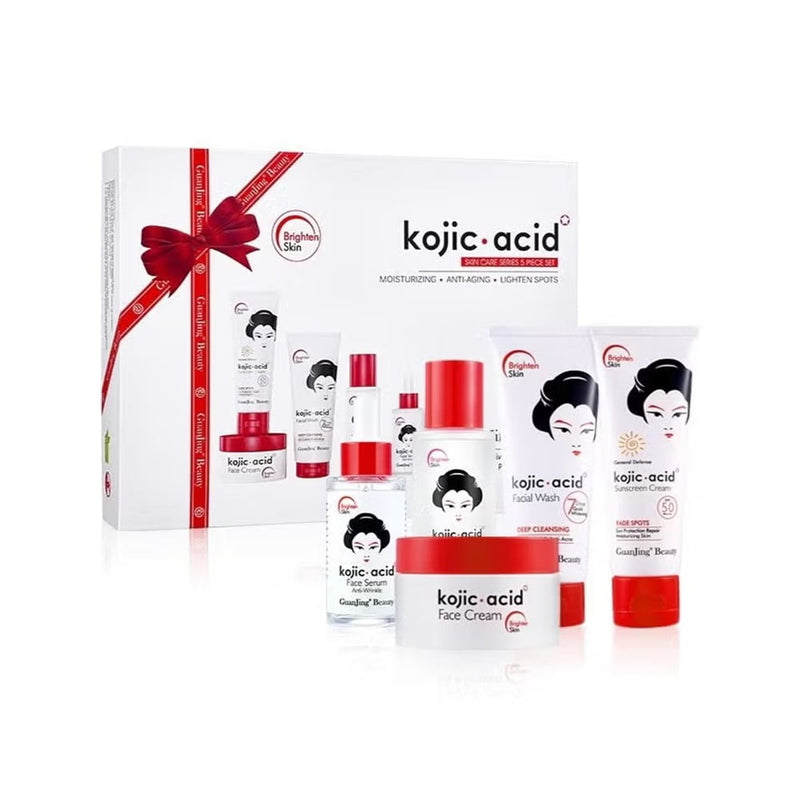 Sunshine Naturals Kojic Acid Skincare Set, 5-Piece Brightening Routine, 370g Total