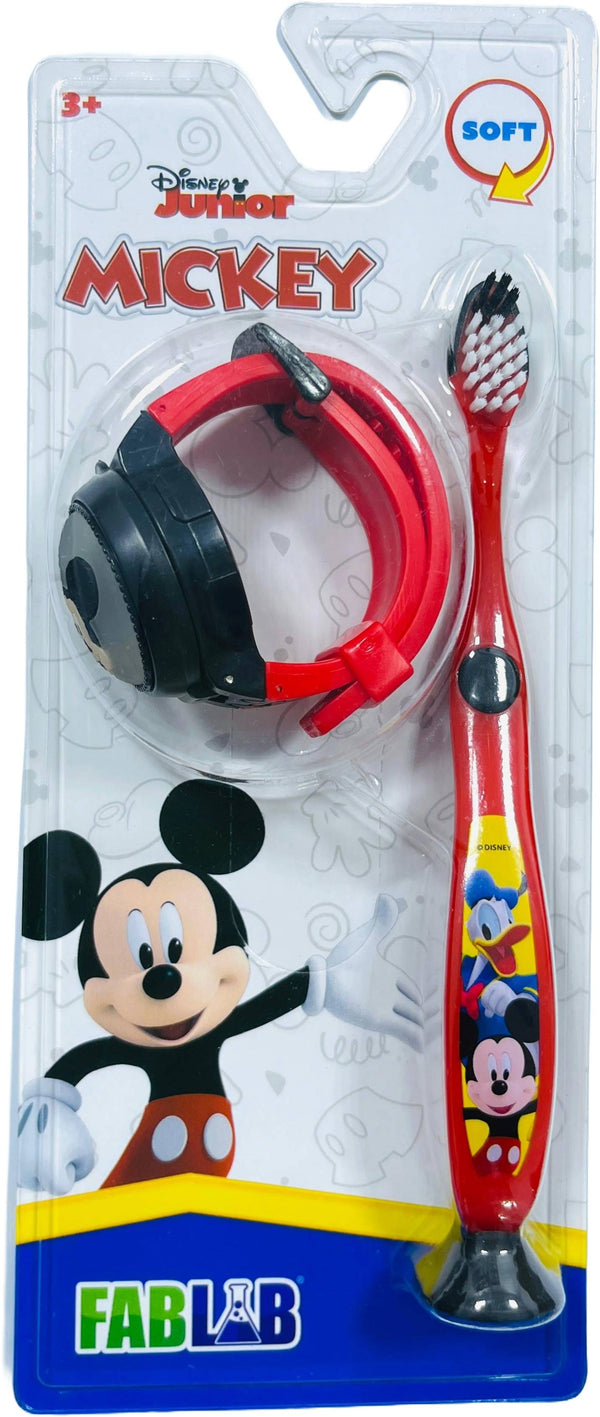 Fablab Mickey Toothbrush with Light-Up Watch, Soft Bristles for Kids