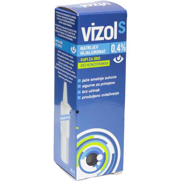 VIZOL S Artificial Tears Eye Drops 0.4% Sodium Hyaluronate 10 ml