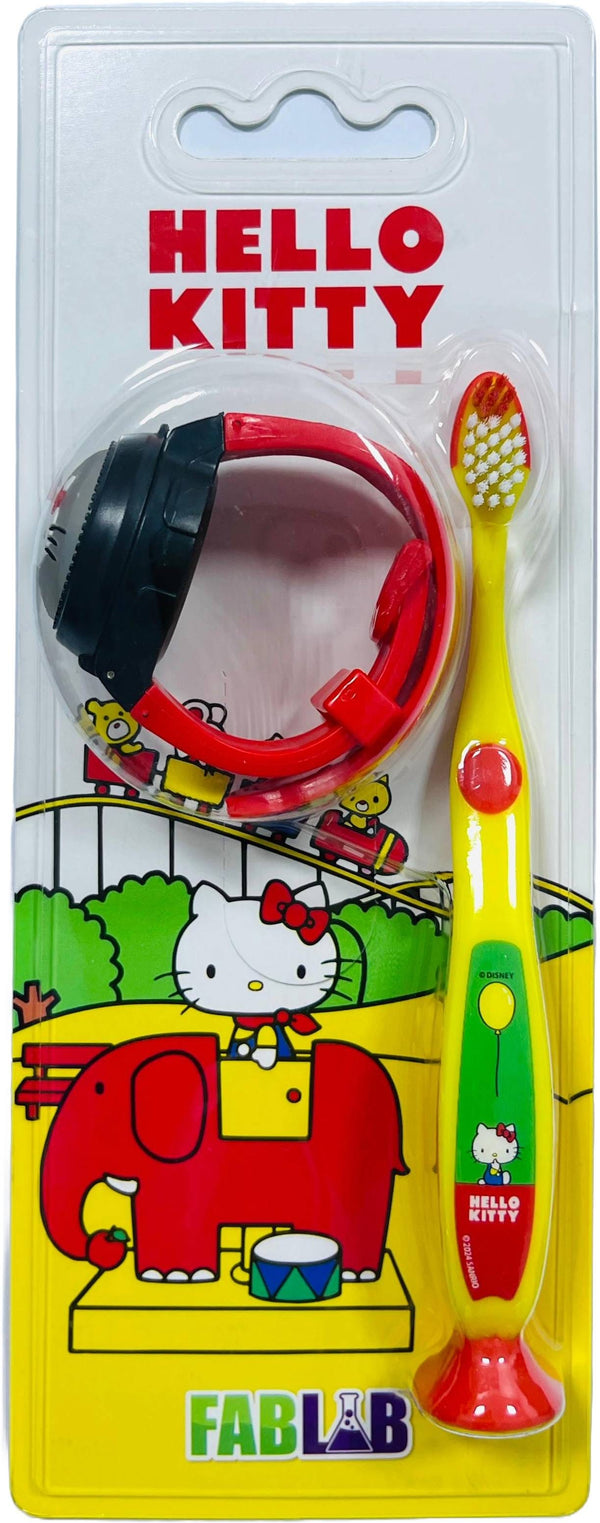 Fablab Hello Kitty Toothbrush with Light-Up Watch, Soft Bristles