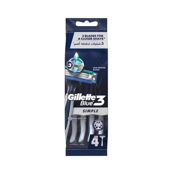 Gillette Blue3 Simple Disposable Razors Pivoting Head Lubrastrip 5 Pack