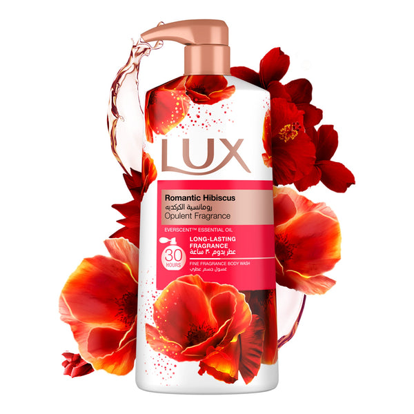 LUX Opulent Fragrance Body Wash Gel, Everscent Essential Oil, Romantic Hibiscus, 700ml