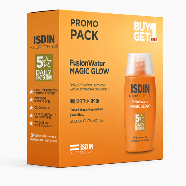 ISDIN Fotoprotector Fusion Water Magic Glow Lightweight Sunscreen SPF 50 Promo Pack