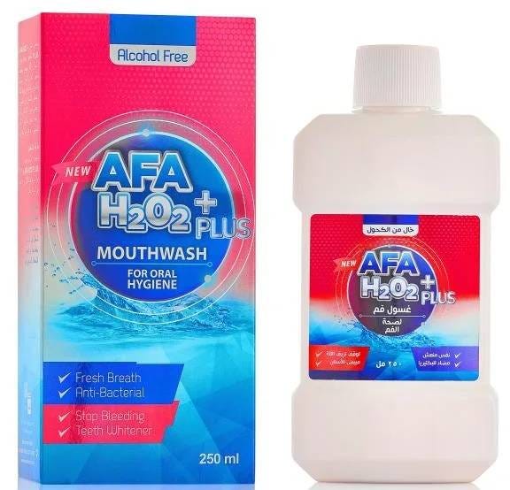 AFA H2O2 Plus Mouthwash Liquid with Chlorhexidine and Menthol, 250 ml