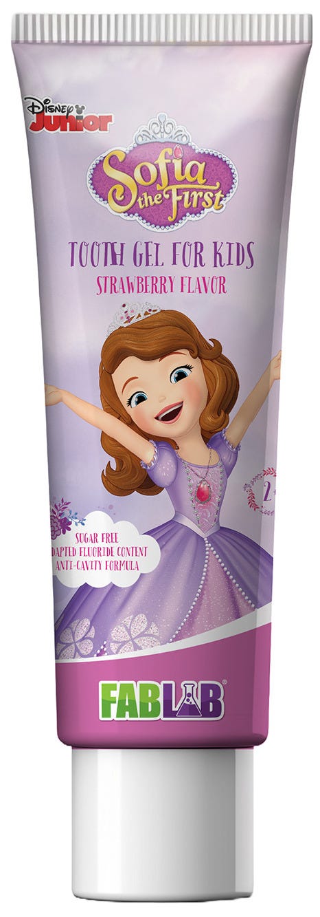 Fablab Disney Sofia Kids Tooth Gel Strawberry Flavor Fluoride 75 ml