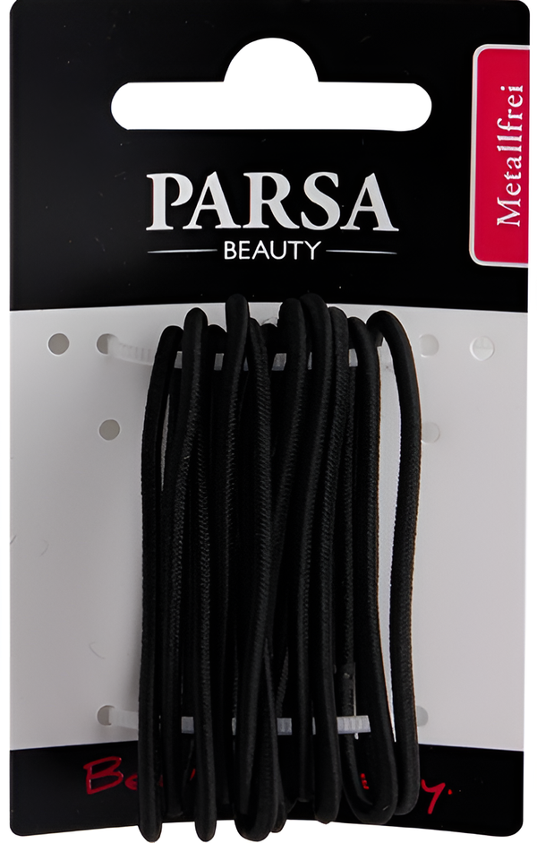 Parsa Pony-O Thin Black Hair Ties, 5 cm, 12 Pieces