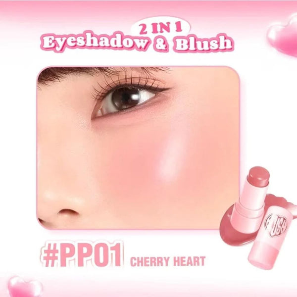Pink Flash Creamy Blush Stick 2-in-1 PP01 Cherry Heart Pink Shade