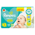 Pampers Baby-Dry Aloe Vera Taped Diapers Size 1, 2-5kg, Jumbo Pack, 66 Diapers