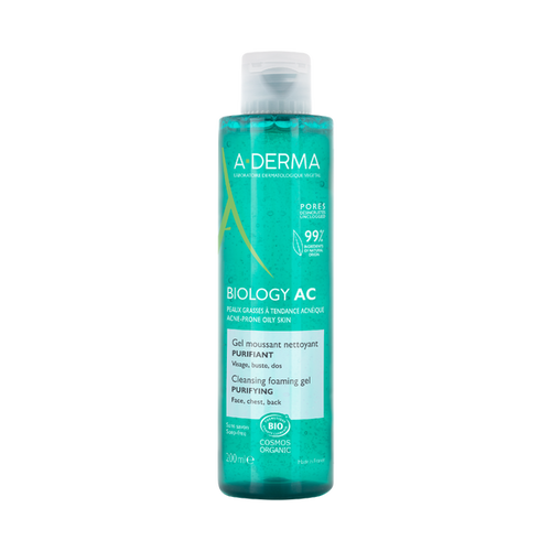 A-Derma Biology Cleansing Gel Foaming Face Cleanser for Breakout-Prone Skin 200 ml