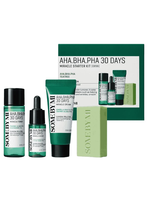 Some By Mi AHA BHA PHA 30 Days Skin Care Routine Set, Tea Tree Extract, 4 Pieces
