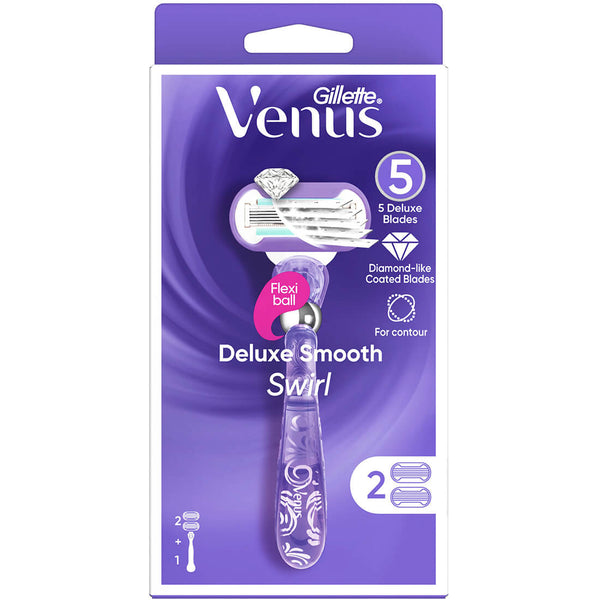 Venus Swirl Women's Razor Flexiball MoistureGlide Serum 2 Blades