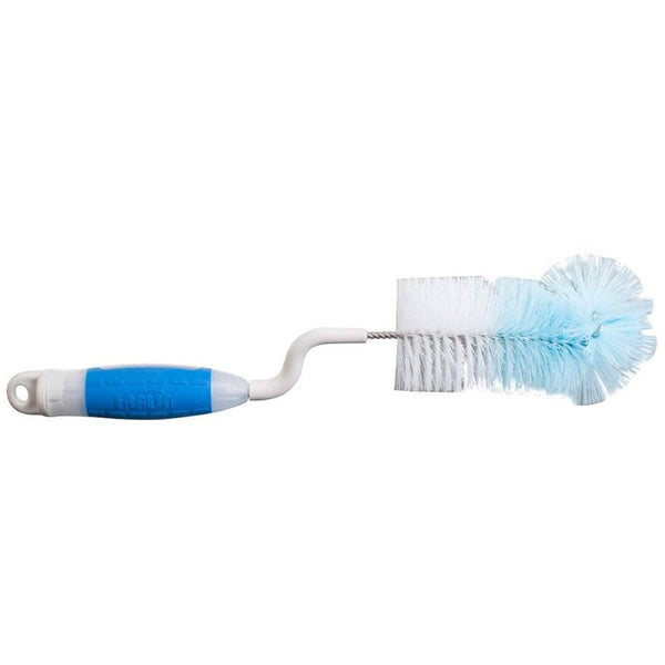 Farlin Bottle and Nipple Brush with Bristle Tip and Non-Slip Handle, Blue