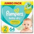 Pampers Baby-Dry Aloe Vera Taped Diapers Size 2, 3-8kg, Jumbo Pack, 64 Count