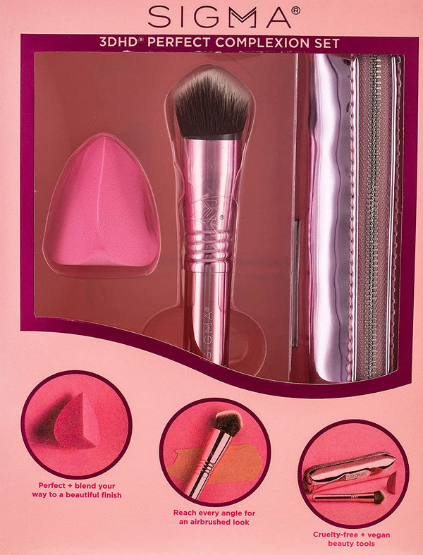 Sigma Beauty 3DHD Perfect Complexion Set Makeup Sponge Kabuki Brush Makeup Bag