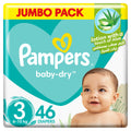 Pampers Baby-Dry Taped Diapers Aloe Vera Size 3, 6-10 kg, Jumbo Pack, 46 Diapers