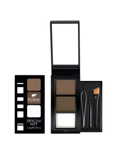 Kokie Brow Kit Eyebrow Powder Set with Clear Gel, Tweezers and Brushes, 2.6g
