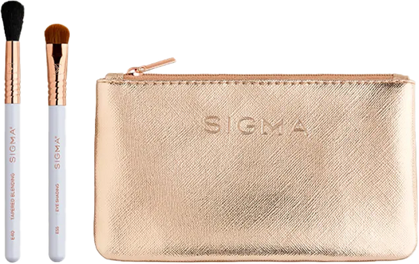 Sigma Modern Glam Mini Makeup Brush Set with Beauty Bag, E40 Blending and E55 Eye Shading Brushes