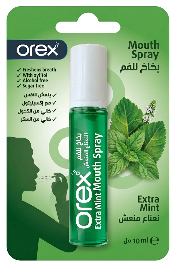 Orex Extra Mint Mouth Spray with Xylitol, Alcohol-Free, Sugar-Free, 10 ml