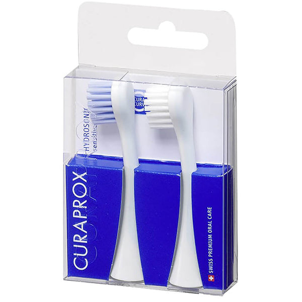 Curaprox Hydrosonic Pro Sensitive Sonic Toothbrush Replacement Brush Heads Extra Soft Curen Filaments, 2 Pack