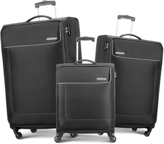 American Tourister Jamaica Spinner Luggage Set, Expandable TSA Lock, Black, 3 Pieces (58/69/80 cm)