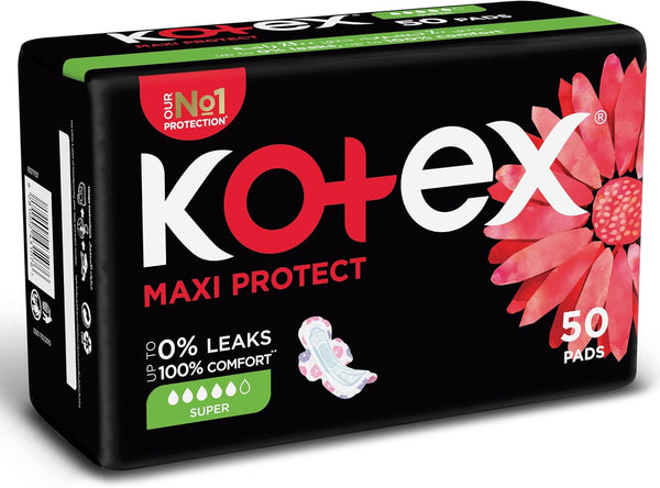 Kotex Maxi Protect Super Pads with Wings 50 Pieces