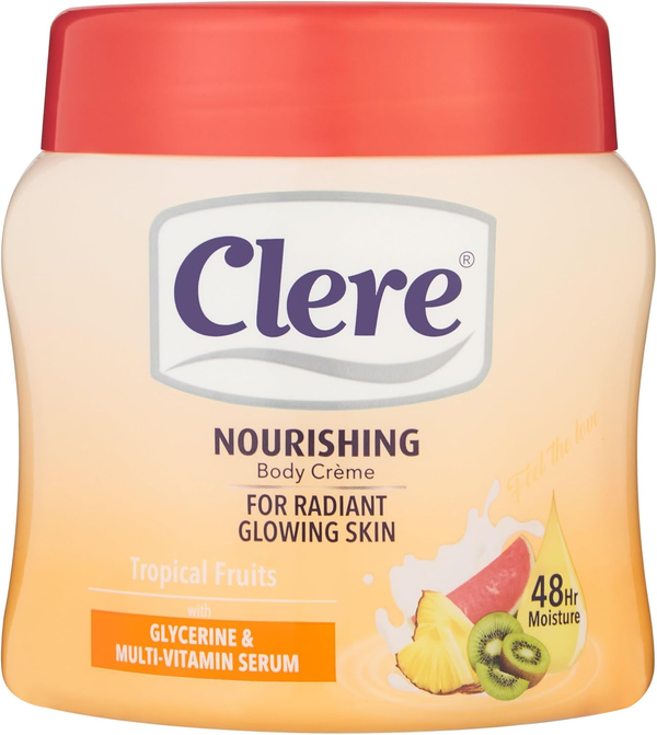 Clere Nourishing Body Cream Lightweight Tropical Fruits Scent 500ml