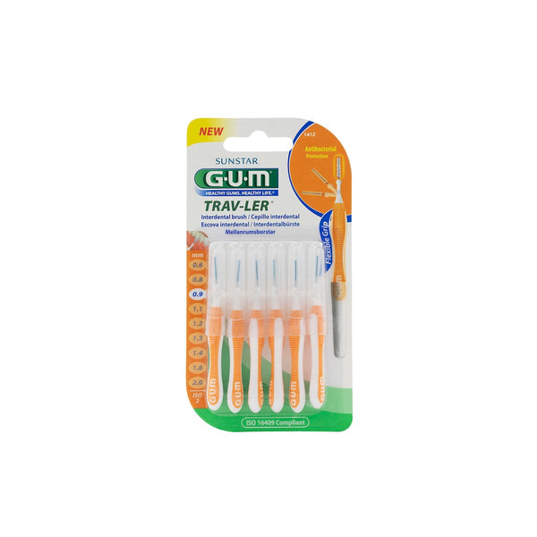 GUM Trav-Ler Interdental Brush 0.9 mm Chlorhexidine-Treated Orange