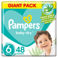 Pampers Baby-Dry Taped Diapers Aloe Vera Lotion Size 6, 13+ kg, 48 Count