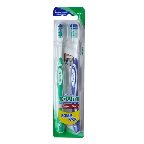 Gum Super Tip Compact Medium Toothbrushes, Duo Pack