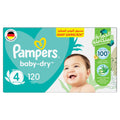 Pampers Baby-Dry Taped Diapers Aloe Vera Lotion Size 4, 9-14kg, 120 Diapers