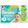 Pampers Baby-Dry Taped Diapers Aloe Vera Lotion Size 3 6-10kg 136 Diapers