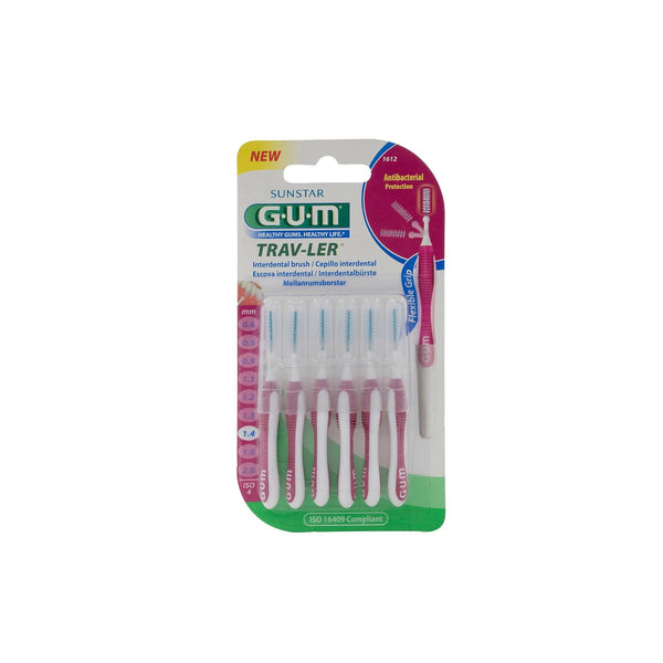 GUM Trav-Ler Interdental Brush 1.4 mm Brown Chlorhexidine Treated