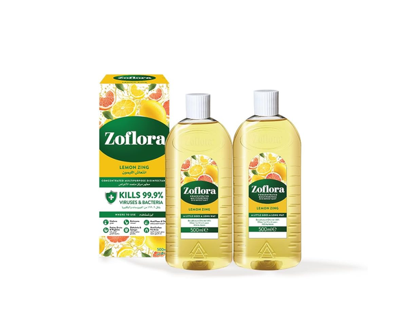 Zoflora Concentrated Multipurpose Disinfectant Lemon Zing 2 x 500 ml