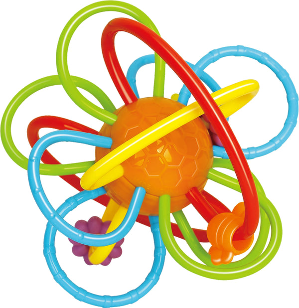 Hola Honeycomb Teething Toy Rattle, Soft TPU Rings, Spinning Ball, 0M+