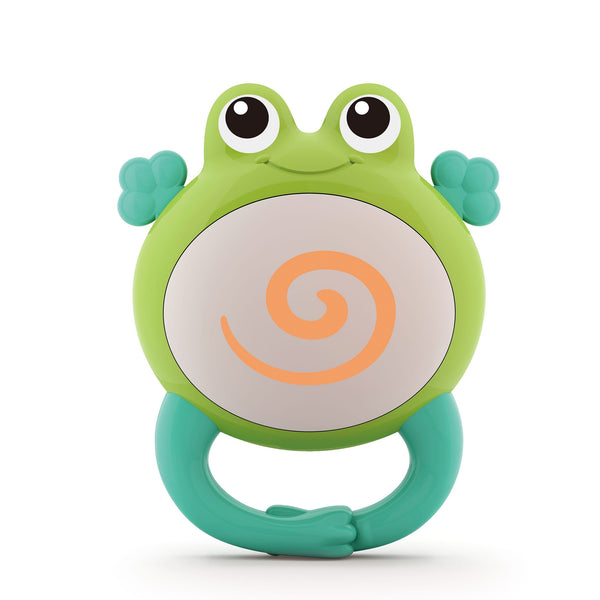 Hola Animal Orchestra Frog Rattle Sensory Easy-Grip Teether Toy, 3 Months+