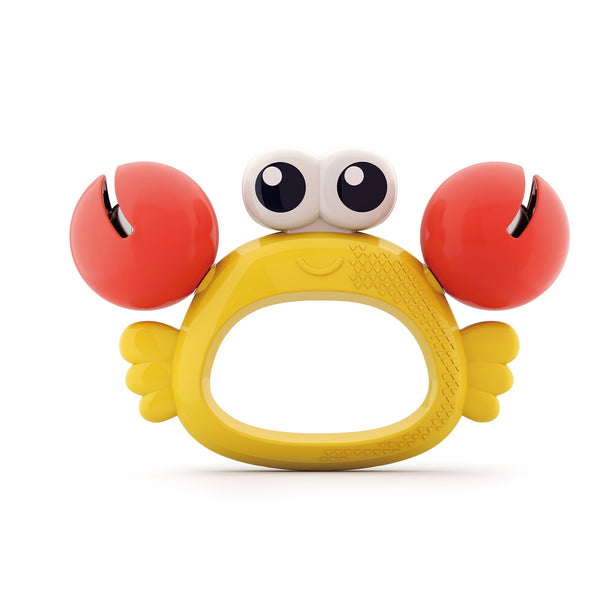 Hola Animal Orchestra Crab Rattle Teether Toy, Easy-Grip Sensory Baby Toy, 3 Months+