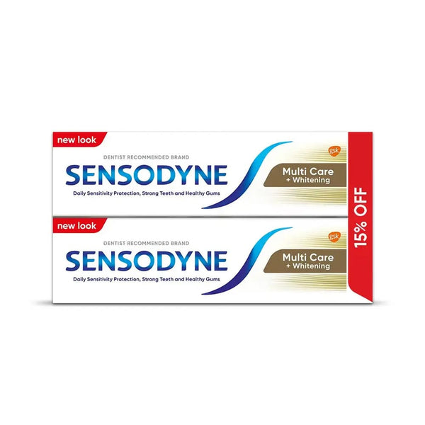 Sensodyne Multi Care Toothpaste, Sensitivity Protection, Brightening, 2 x 75ml