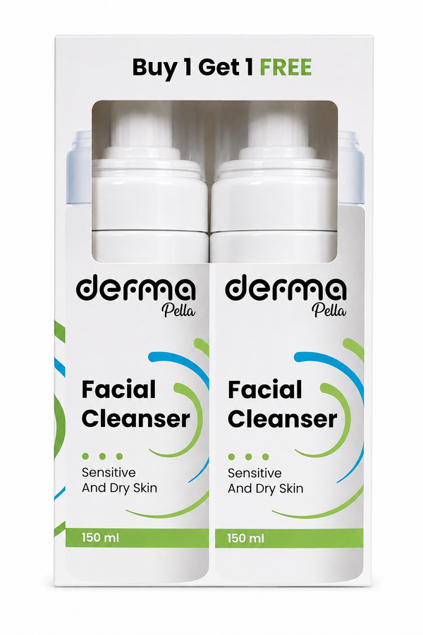 Derma Pella Facial Cleanser for Sensitive and Dry Skin, Moisturizing Formula, Promo Pack