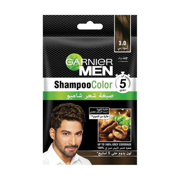 Garnier Men Shampoo Color Cream Hair Dye Coffee Extract Argan Oil 3.0 Black Brown