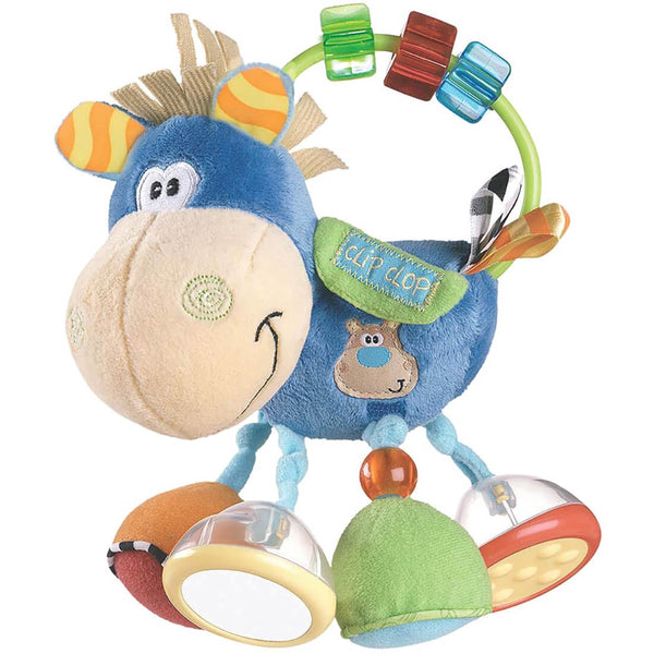Playgro Clip Clop Activity Rattle, Textured Beads, Mirror, Clip-On