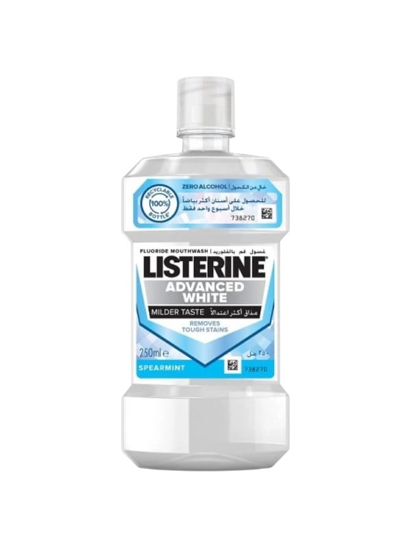 Listerine Advanced White Fluoride Mouthwash Alcohol-Free Brightening Fresh Breath 250 ml
